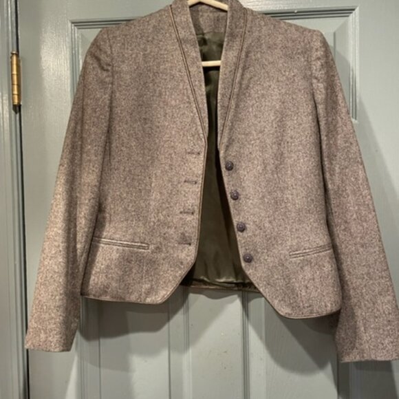 Gray tweed lined woolen blazer and skirt, circa 70s, sz 6, exc. condition - Picture 3 of 6